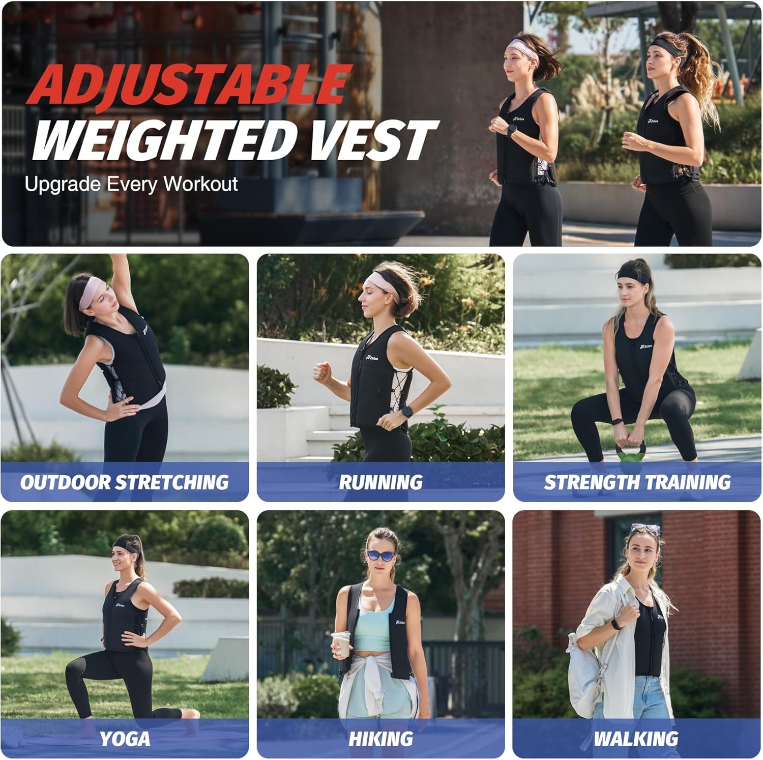 image:imageZelus Weighted Vest for Women Men Adjustable ZFit Slim Weight Vest 115lb Removable ZFit Soft Iron Weights Machine Washable Reflective amp Pocket DesignWalking Running Strength Training Weight LossBlack