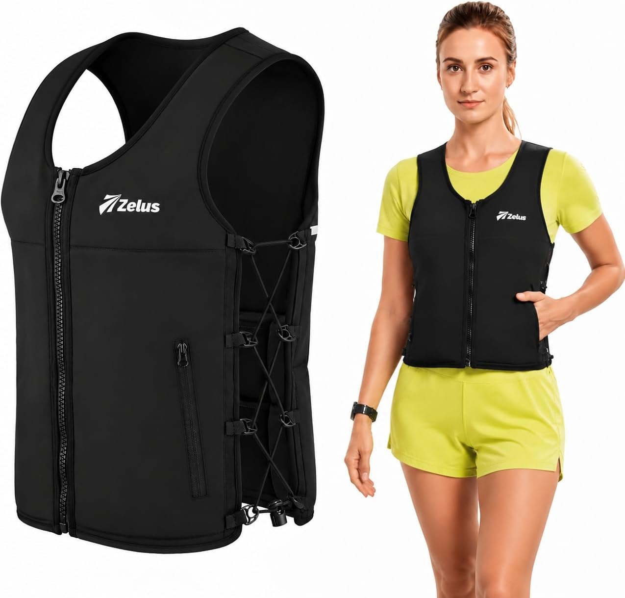 image:imageZelus Weighted Vest for Women Men Adjustable ZFit Slim Weight Vest 115lb Removable ZFit Soft Iron Weights Machine Washable Reflective amp Pocket DesignWalking Running Strength Training Weight LossBlack