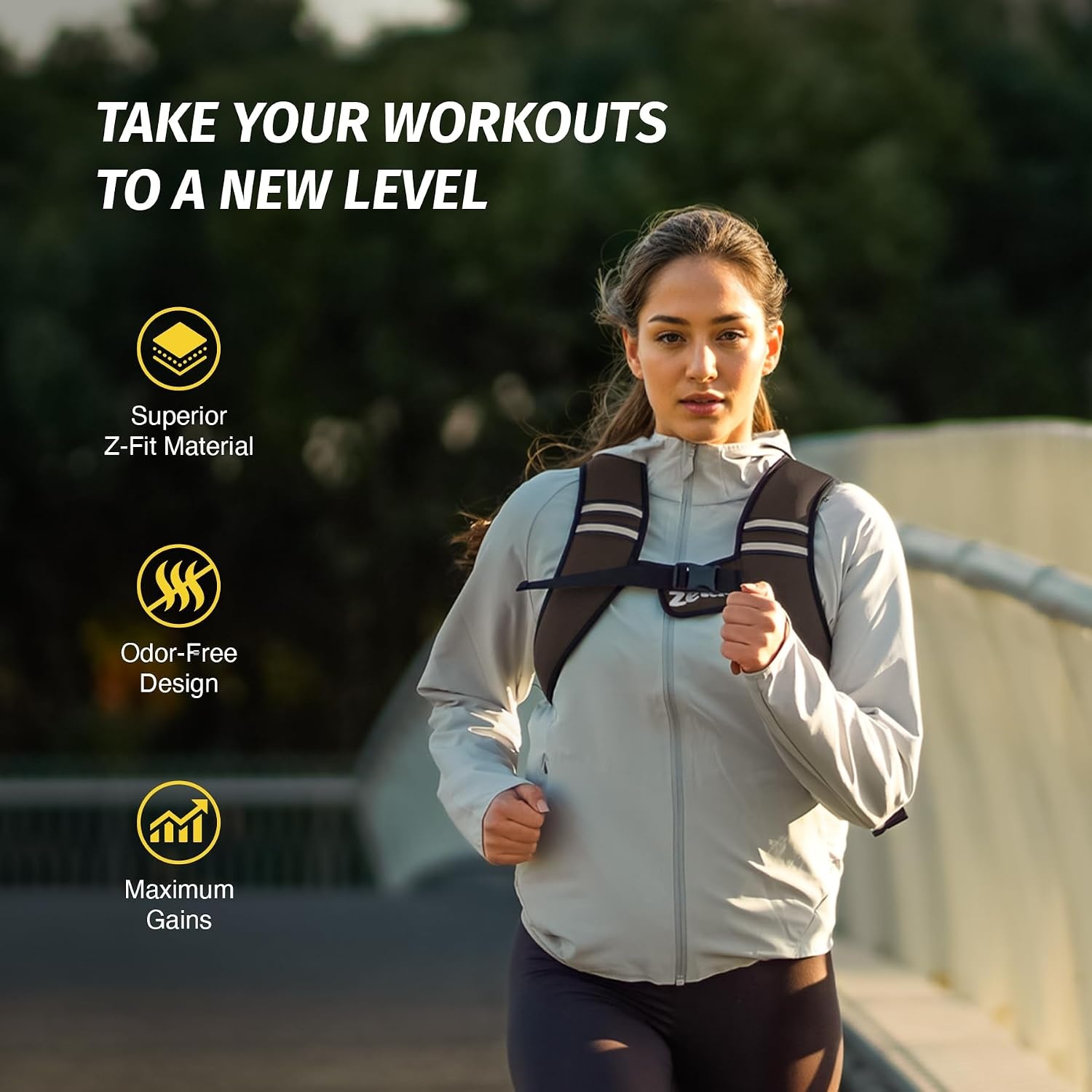 image:imageZelus Weighted Vest for Women Men Washable ZFit Weighted Vest 51015lb Filled with Soft Iron Slim amp Ultra Thin Hand WashableReflective StripsAdjustable StrapsWalking Running Strength TrainingBrown