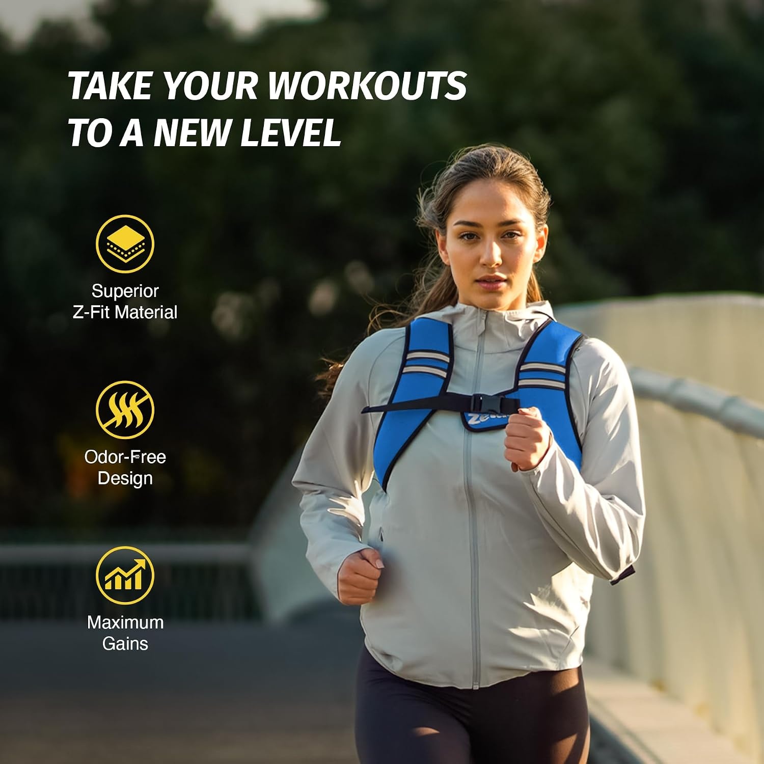 image:imageZelus Weighted Vest for Women Men Washable ZFit Weighted Vest 51015lb Filled with Soft Iron Slim amp Ultra Thin Hand WashableReflective StripsAdjustable StrapsWalking Running Strength TrainingLight Blue