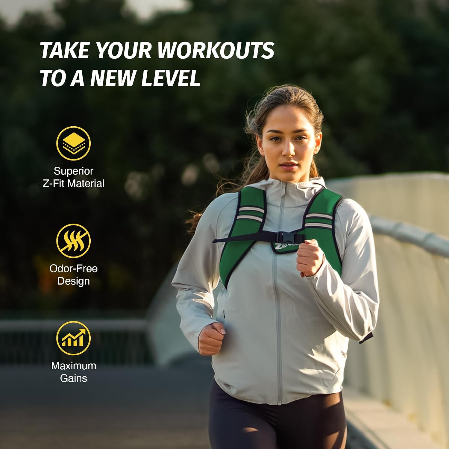 image:imageZelus Weighted Vest for Women Men Washable ZFit Weighted Vest 51015lb Filled with Soft Iron Slim amp Ultra Thin Hand WashableReflective StripsAdjustable StrapsWalking Running Strength TrainingGreen