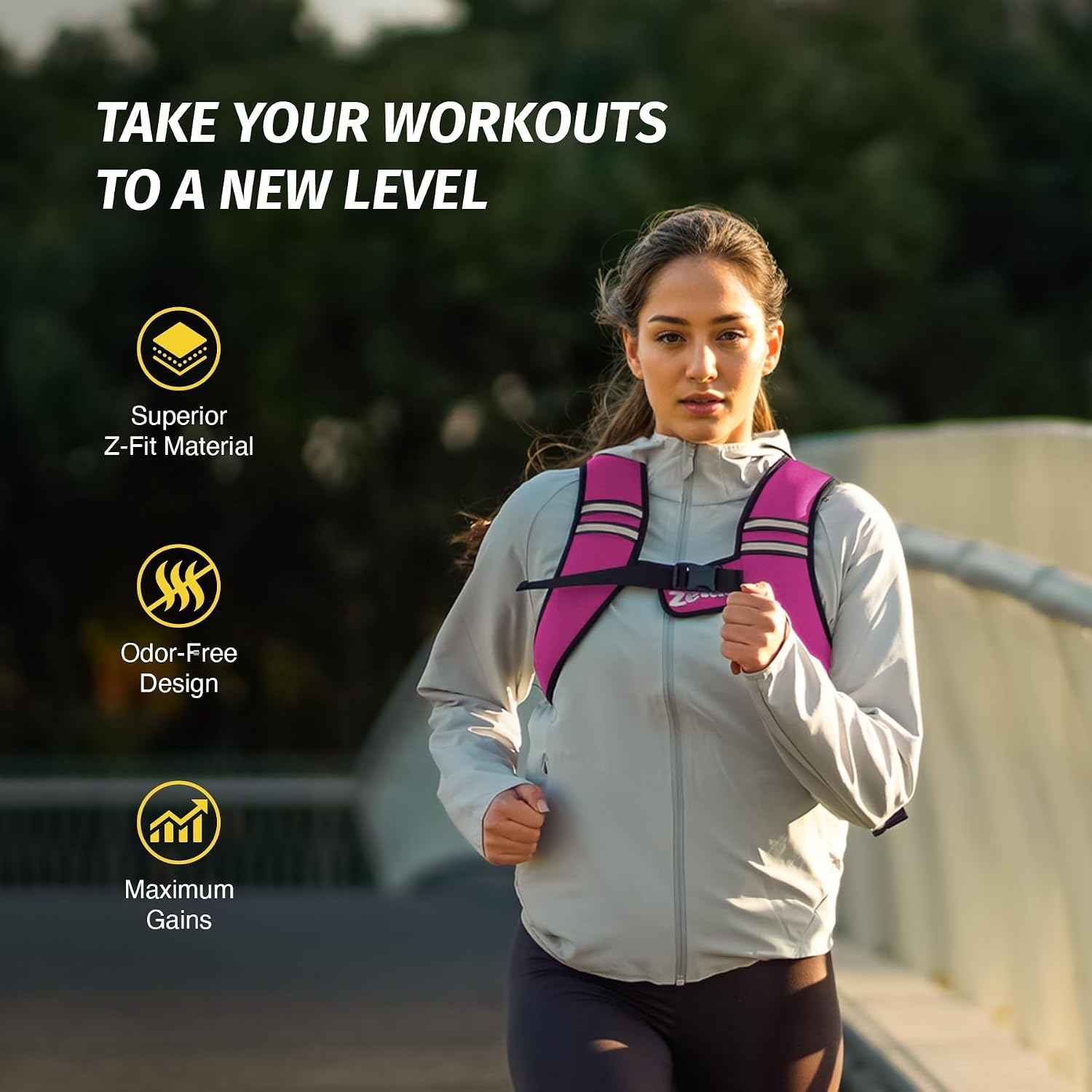 image:imageZelus Weighted Vest for Women Men Washable ZFit Weighted Vest 51015lb Filled with Soft Iron Slim amp Ultra Thin Hand WashableReflective StripsAdjustable StrapsWalking Running Strength TrainingPink