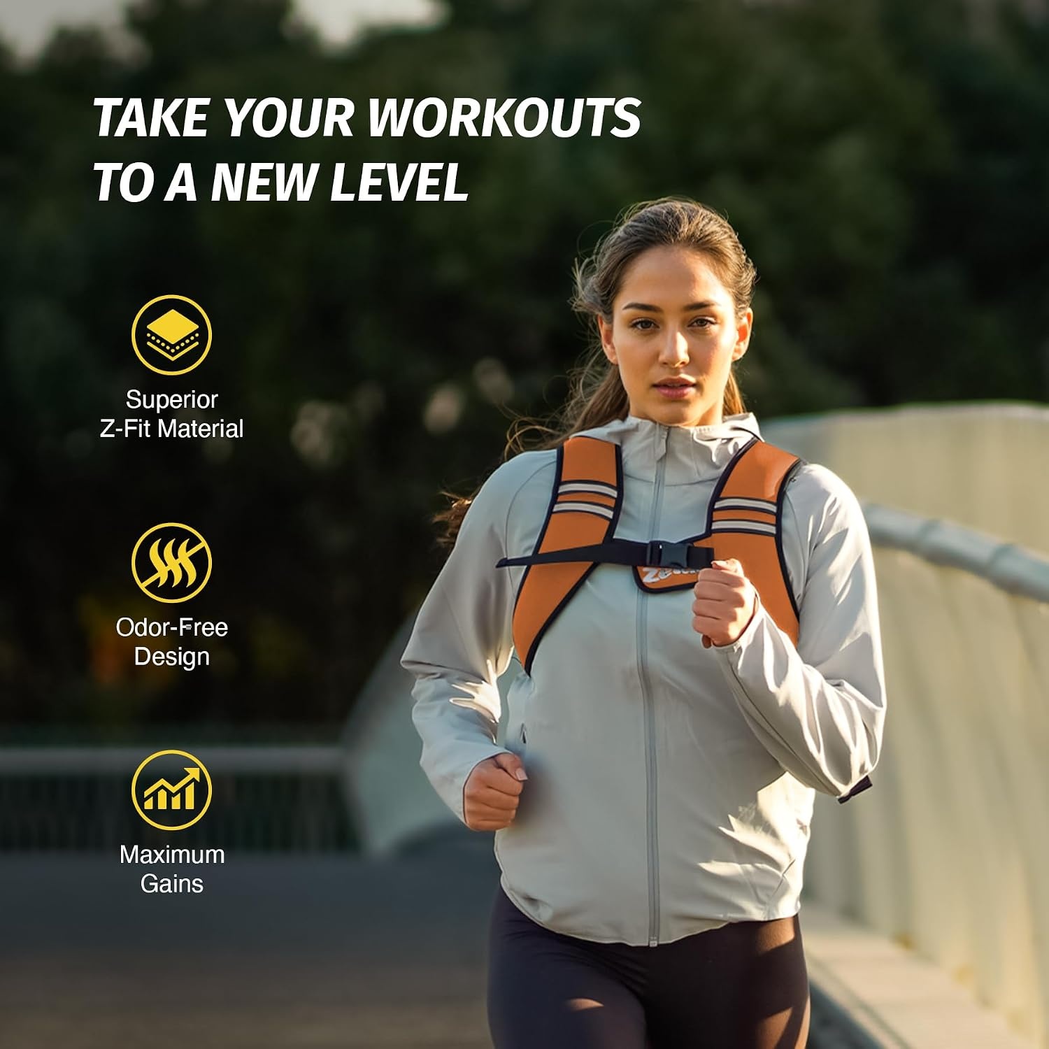 image:imageZelus Weighted Vest for Women Men Washable ZFit Weighted Vest 51015lb Filled with Soft Iron Slim amp Ultra Thin Hand WashableReflective StripsAdjustable StrapsWalking Running Strength TrainingOrange