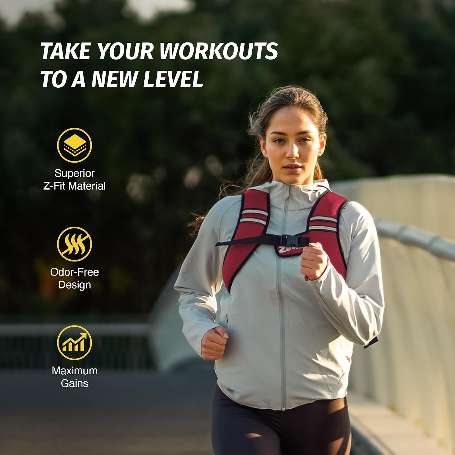 image:imageZelus Weighted Vest for Women Men Washable ZFit Weighted Vest 51015lb Filled with Soft Iron Slim amp Ultra Thin Hand WashableReflective StripsAdjustable StrapsWalking Running Strength TrainingRed
