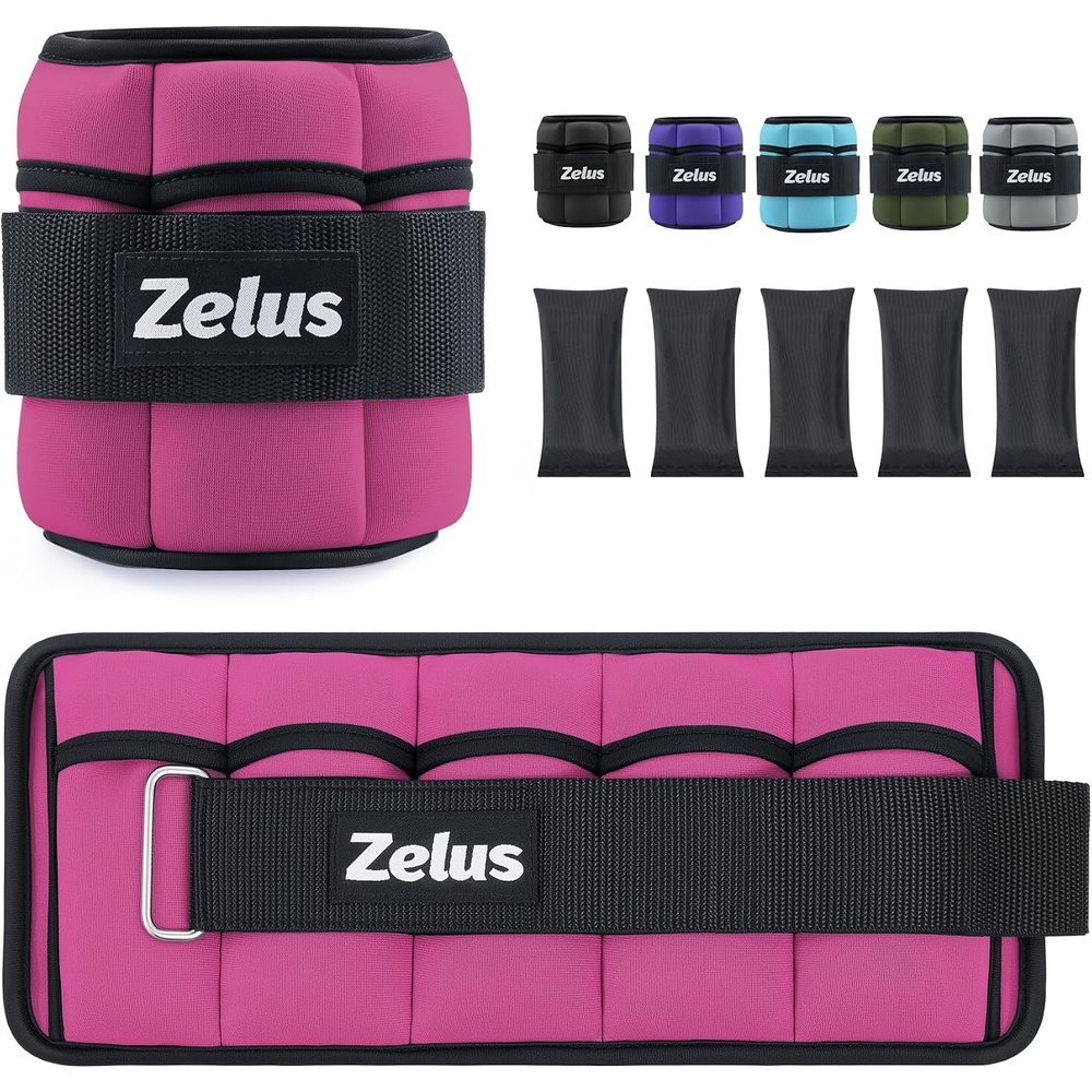 image:imageZELUS 1 Pair Adjustable Ankle Weights 2 4 6 8 10 lb Modularized Leg Weight Straps for Women Men Weighted Ankle Weight Set with Removable Sandbags 15 lb per Ankle Strap for Gym Yoga Jogging WalkingPink