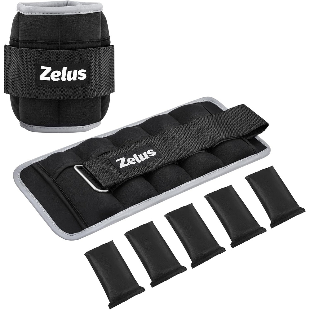image:imageZELUS 1 Pair Adjustable Ankle Weights 2 4 6 8 10 lb Modularized Leg Weight Straps for Women Men Weighted Ankle Weight Set with Removable Sandbags 15 lb per Ankle Strap for Gym Yoga Jogging WalkingBKReflective strips