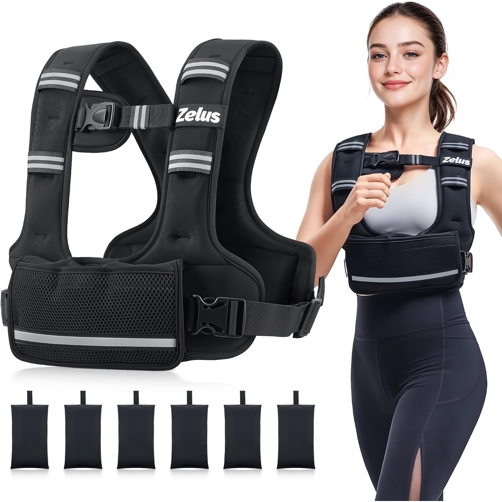 image:imageZELUS Adjustable Weighted Vest for Women Men Ergonomic Fit Training Vest Available in 410 LB 1120 LB and 2032 LB Options with 6 Removable Weights for Walking Cardio and Strength Training1120LB