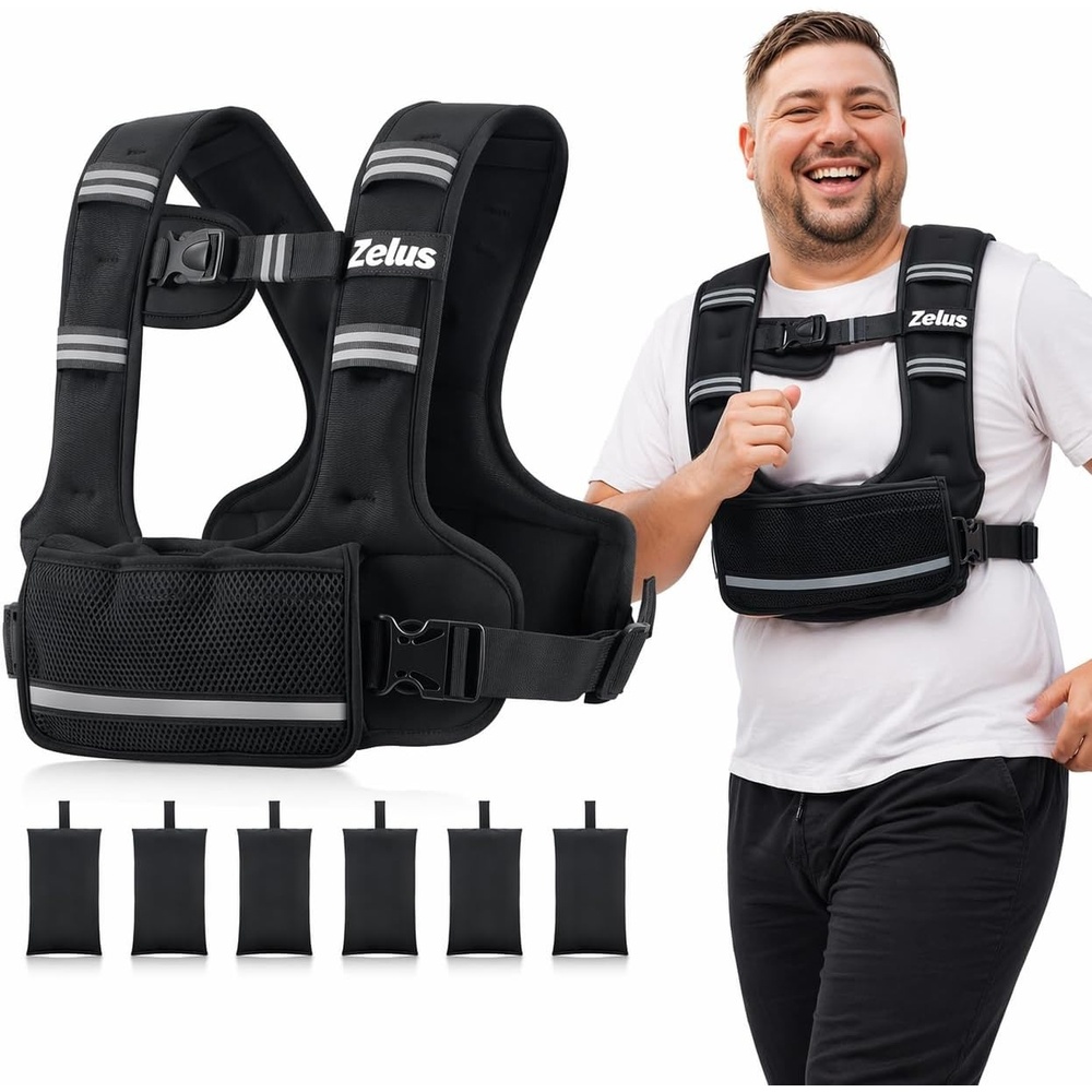 image:imageZELUS Adjustable Weighted Vest for Women Men Ergonomic Fit Training Vest Available in 410 LB 1120 LB and 2032 LB Options with 6 Removable Weights for Walking Cardio and Strength Training2032LB