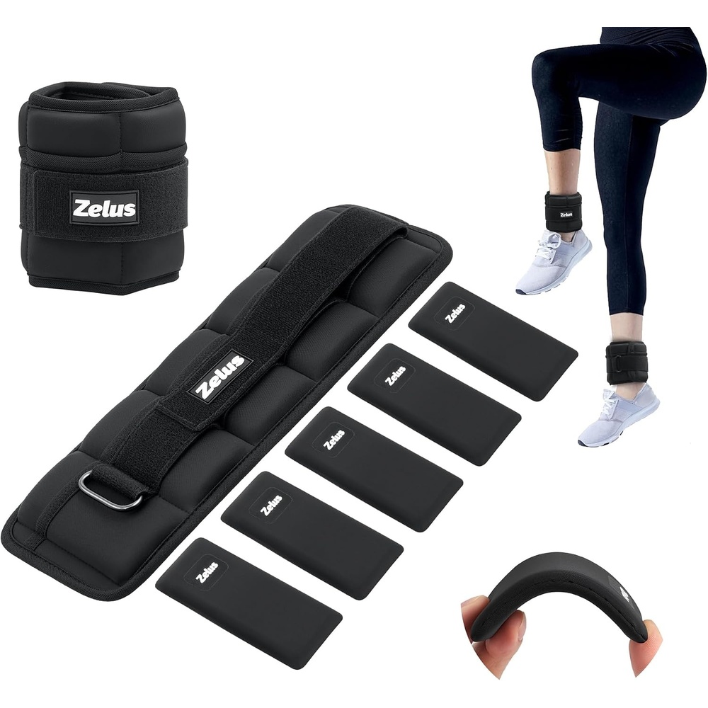 image:imageZELUS Ultra Thin Adjustable Ankle Weights 4710 lb Fully Adjustable Filled with Soft Iron for Slim Fit Leg Weights for Women Men Strength Weighted for Gym Home Yoga Walking Running PilatesBlack