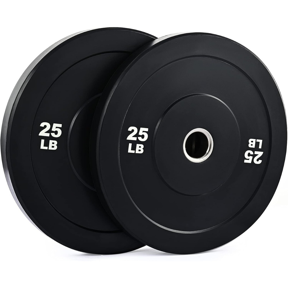 image:imageZELUS Weight Plate Set of 2 Twin 2 Bumper Plates for Strength and Training Fitness Olympic Weight Set with Rubber Barbell Dumbbell Plates Stainless Steel Inserts for Pro or Home Gyms