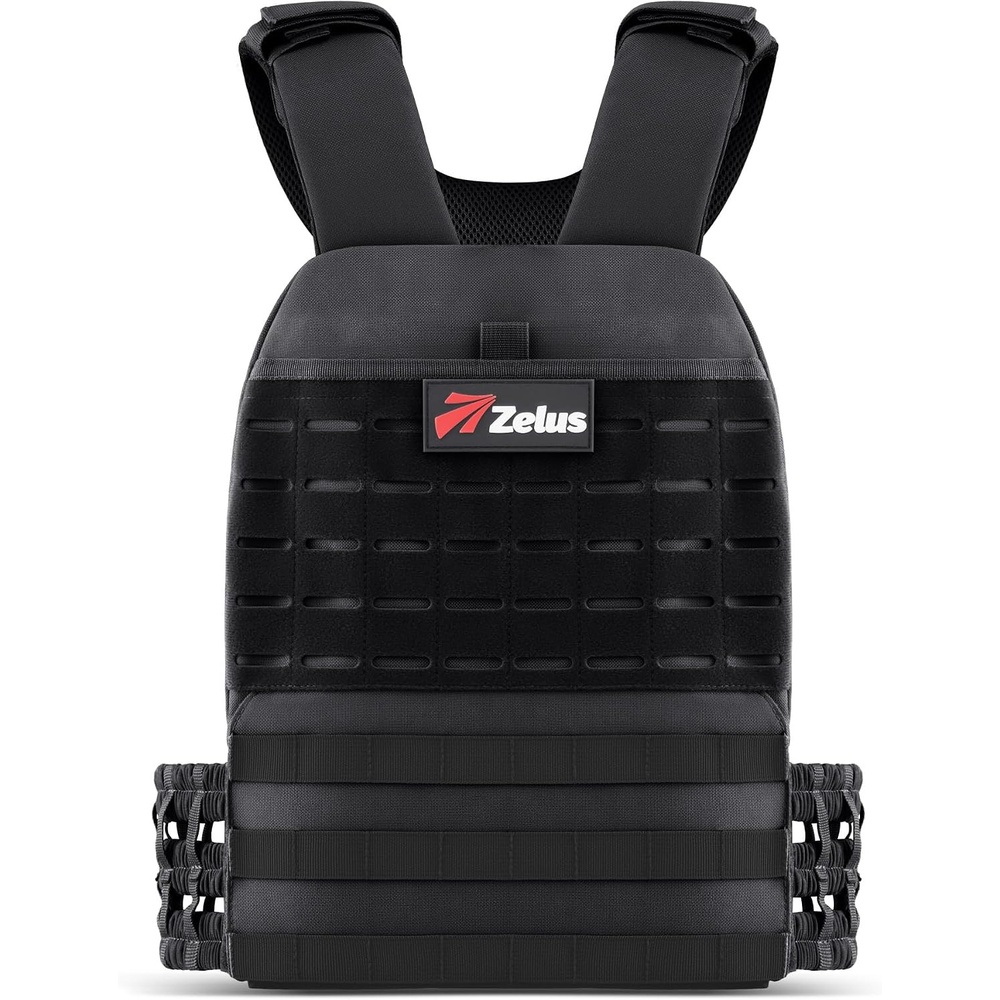 image:imageZELUS Weighted Plate Carrier Vest Tactical Adjustable Weighted Vest for Men Women Holds Up to 65lb for Strength Rucking Training Workout Running Vest with MOLLE PanelsBlack267lb