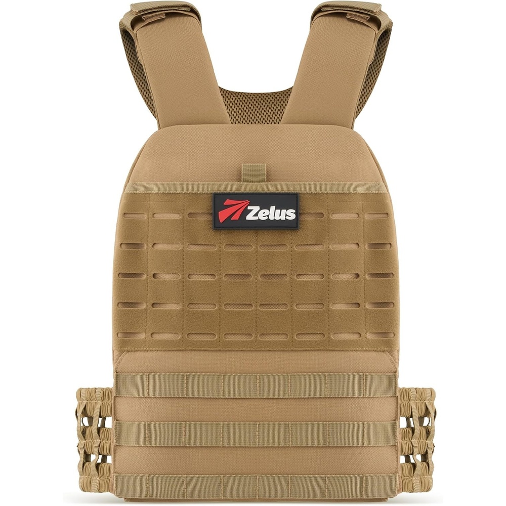 image:imageZELUS Weighted Plate Carrier Vest Tactical Adjustable Weighted Vest for Men Women Holds Up to 65lb for Strength Rucking Training Workout Running Vest with MOLLE PanelsKhaki267lb