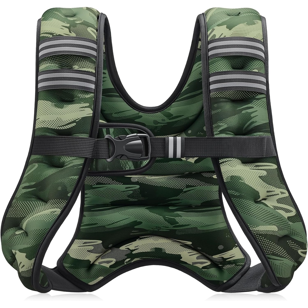 image:imageZELUS Weighted Vest 6lb8lb12lb16lb20lb25lb30lb Weight Vest with Reflective Stripe for Workout Strength Training Running Fitness Muscle Building Weight Loss WeightliftingForest Green Camo