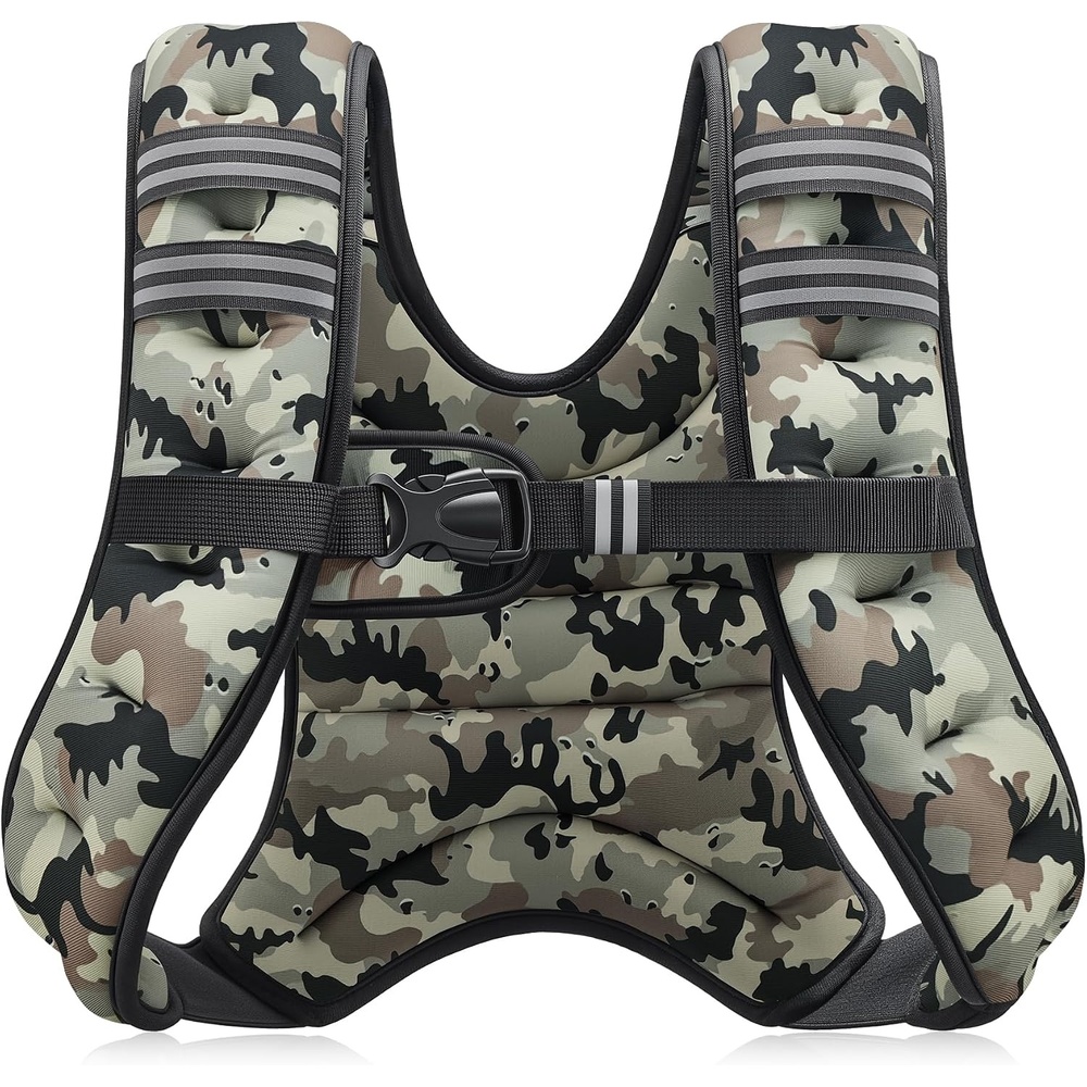 image:imageZELUS Weighted Vest 6lb8lb12lb16lb20lb25lb30lb Weight Vest with Reflective Stripe for Workout Strength Training Running Fitness Muscle Building Weight Loss WeightliftingDesert Camo