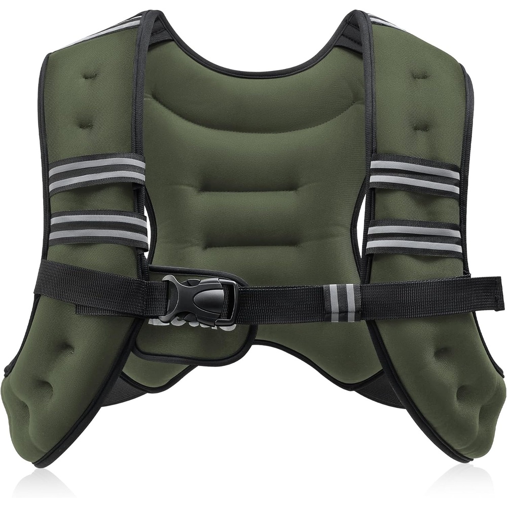 image:imageZELUS Weighted Vest 6lb8lb12lb16lb20lb25lb30lb Weight Vest with Reflective Stripe for Workout Strength Training Running Fitness Muscle Building Weight Loss WeightliftingGreen