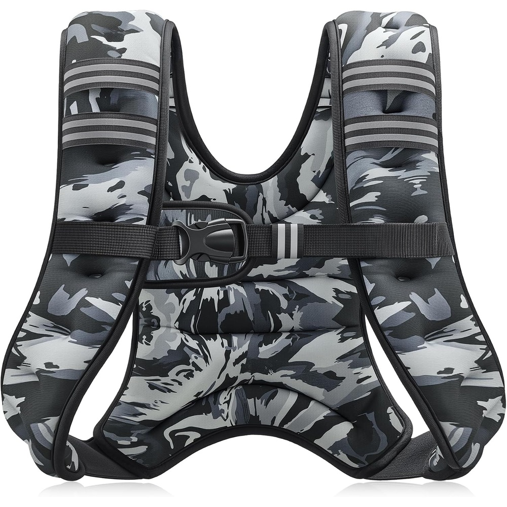 image:imageZELUS Weighted Vest 6lb8lb12lb16lb20lb25lb30lb Weight Vest with Reflective Stripe for Workout Strength Training Running Fitness Muscle Building Weight Loss WeightliftingGray Camo