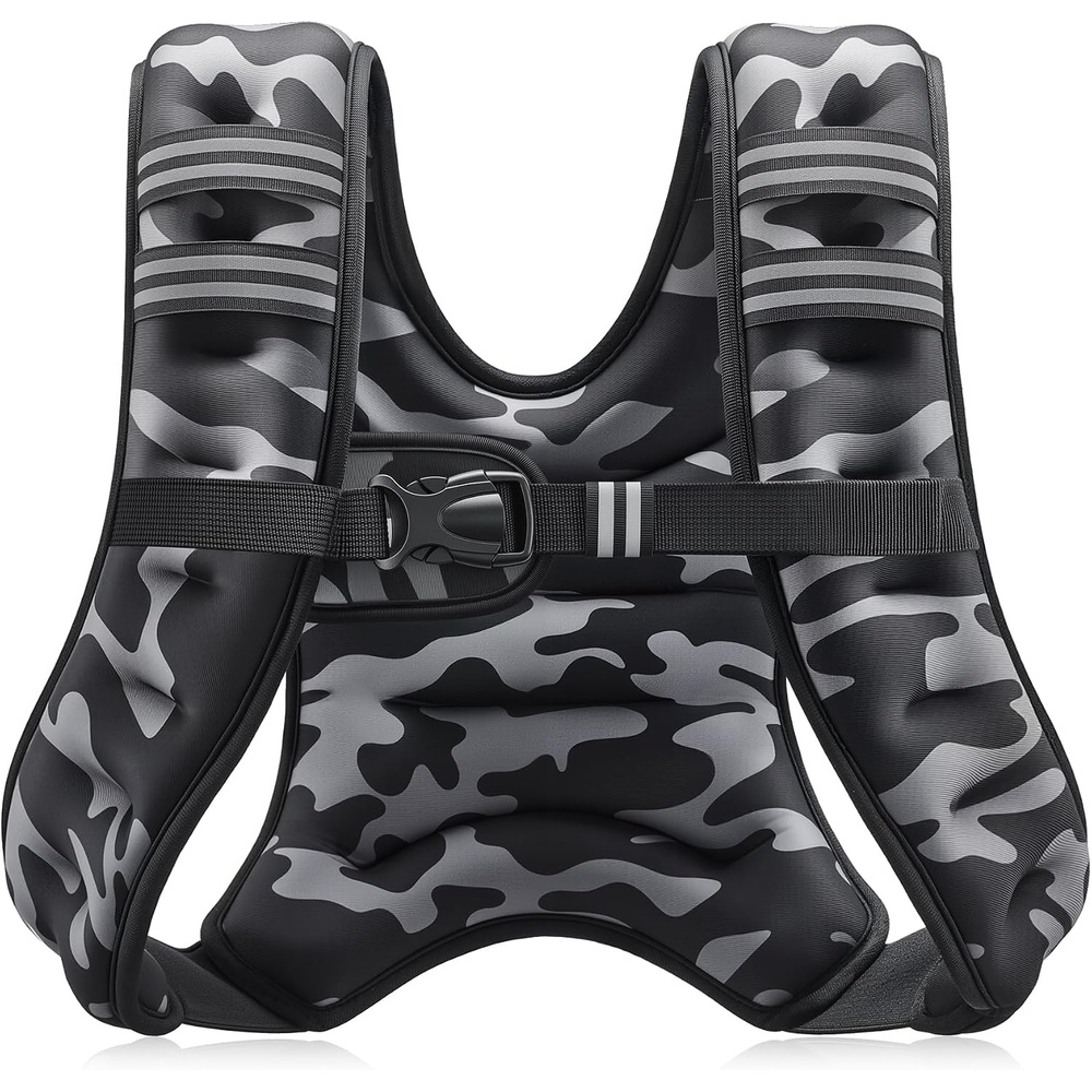 image:imageZELUS Weighted Vest 6lb8lb12lb16lb20lb25lb30lb Weight Vest with Reflective Stripe for Workout Strength Training Running Fitness Muscle Building Weight Loss WeightliftingBlack Camo