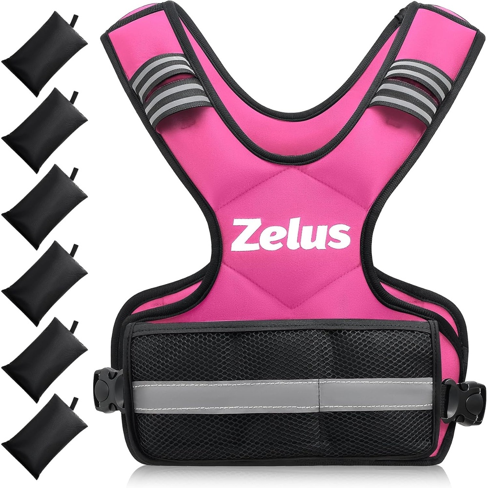image:imageZELUS Weighted Vest for Men and Women 410lb1120lb2032lb Vest with 6 Ironsand Weights for Home Workouts Adjustable Body Weight Vest Exercise Set for Cardio and Strength TrainingPink