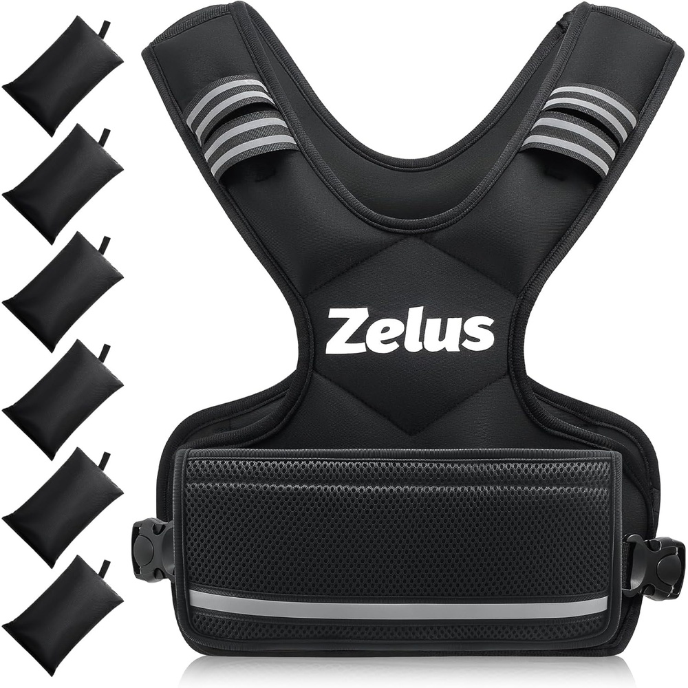 image:imageZELUS Weighted Vest for Men and Women 410lb1120lb2032lb Vest with 6 Ironsand Weights for Home Workouts Adjustable Body Weight Vest Exercise Set for Cardio and Strength TrainingBlack