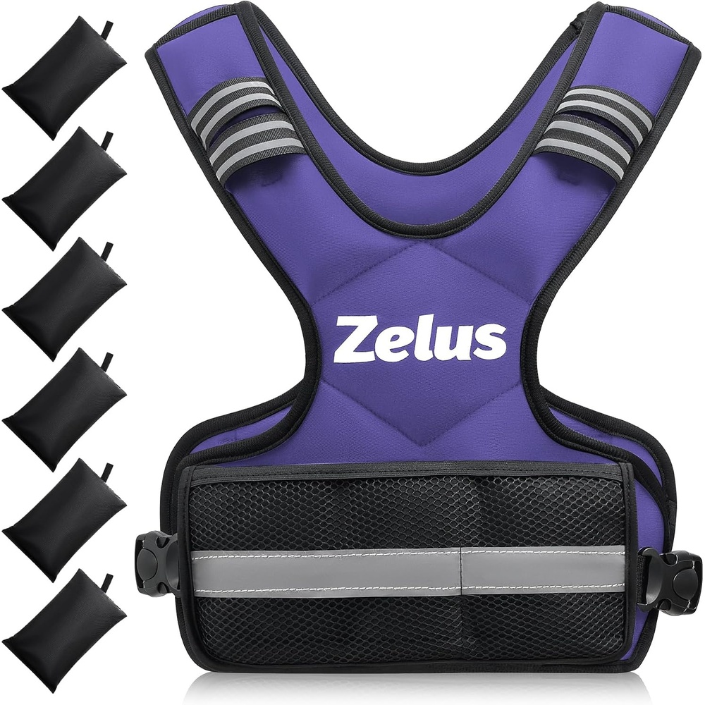 image:imageZELUS Weighted Vest for Men and Women 410lb1120lb2032lb Vest with 6 Ironsand Weights for Home Workouts Adjustable Body Weight Vest Exercise Set for Cardio and Strength TrainingViolet