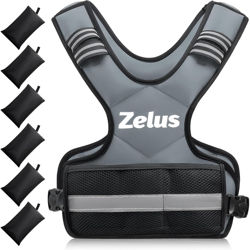 image:imageZELUS Weighted Vest for Men and Women 410lb1120lb2032lb Vest with 6 Ironsand Weights for Home Workouts Adjustable Body Weight Vest Exercise Set for Cardio and Strength TrainingGray