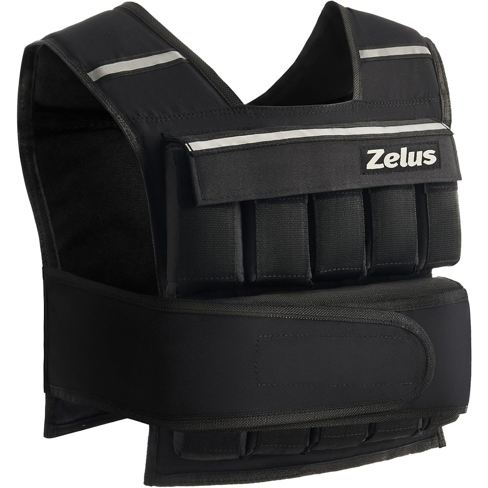 image:imageZELUS Weighted Vest with Adjustable Weights for Home Workouts Adjustable onesize vest reflective strips padded straps for cardio strength training weight loss20lbIron Sandbags