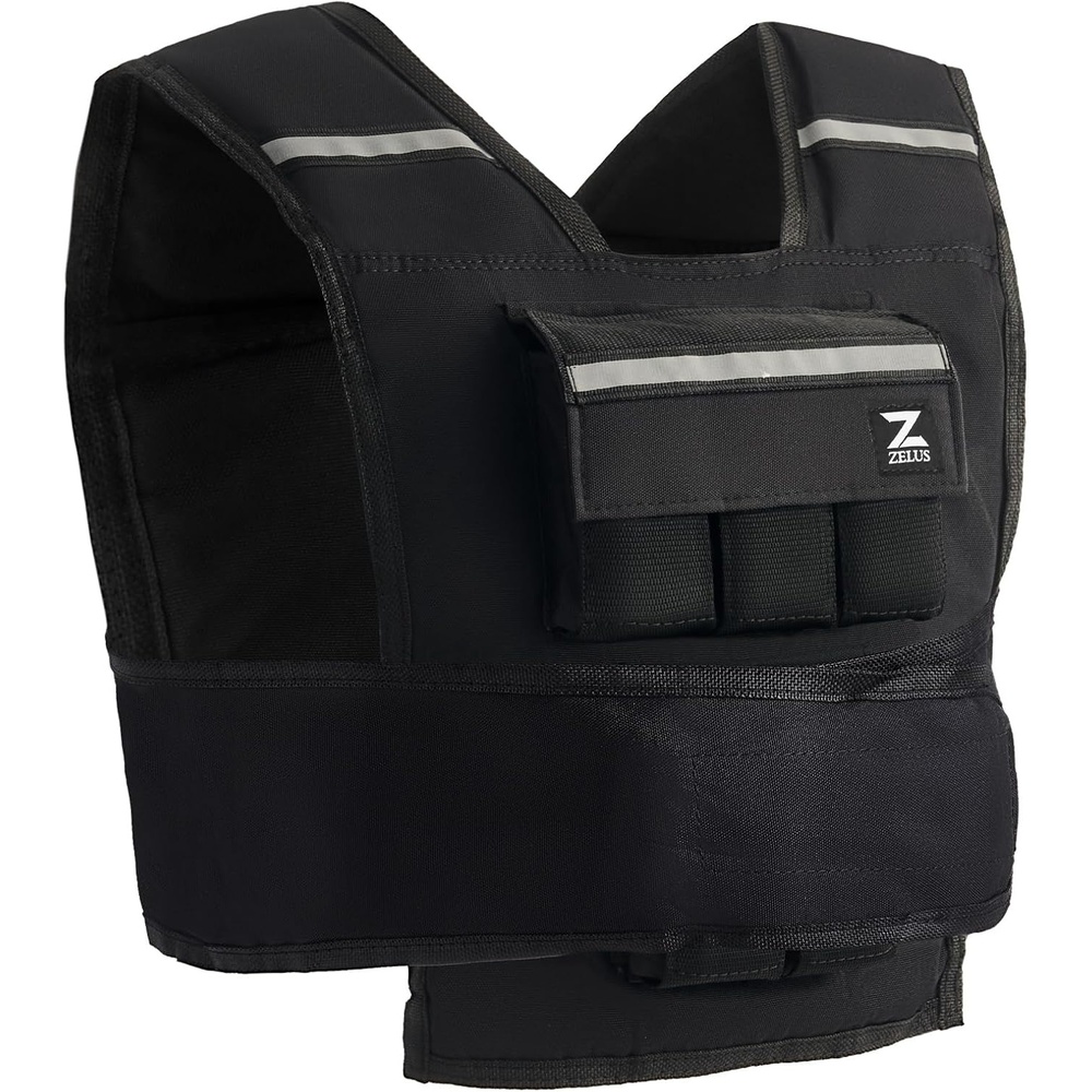 image:imageZELUS Weighted Vest with Adjustable Weights for Home Workouts Adjustable onesize vest reflective strips padded straps for cardio strength training weight loss23lb Iron Bar