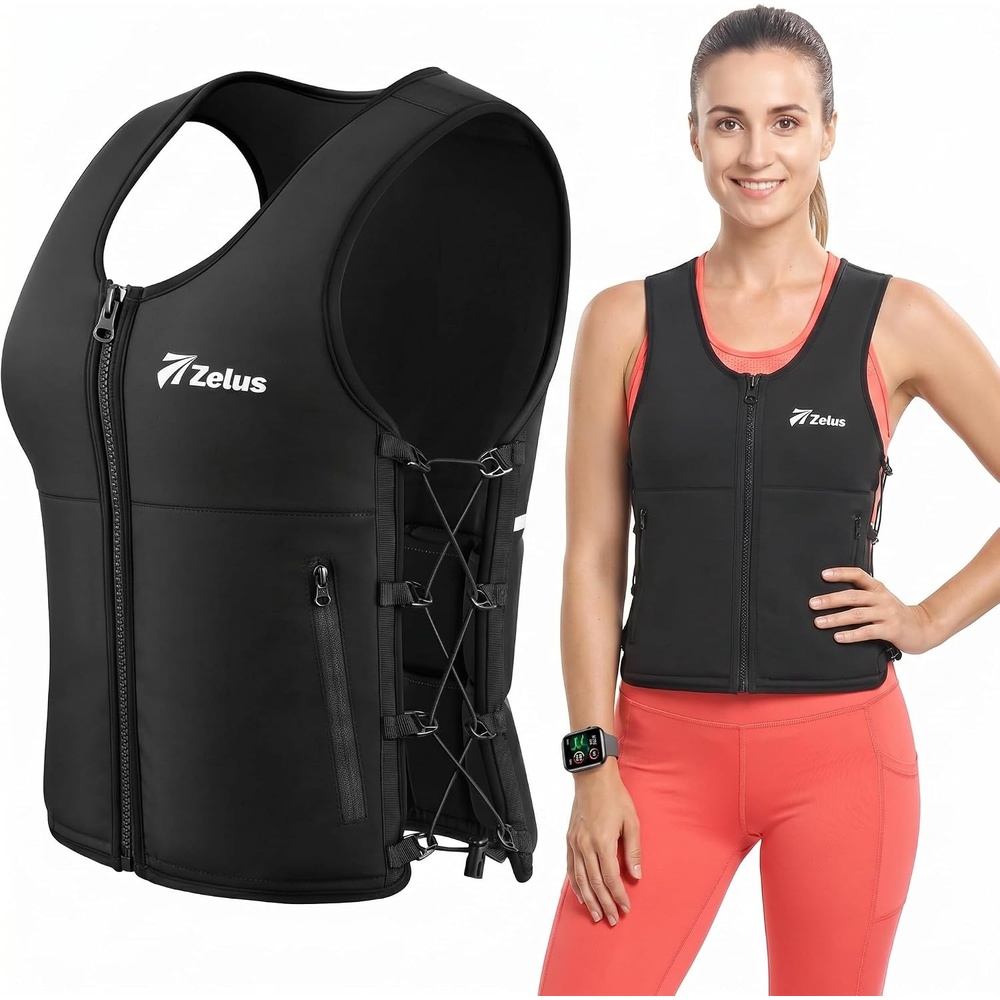 image:imageZelus Weighted Vest for Women Men Adjustable ZFit Slim Weight Vest 115lb Removable ZFit Soft Iron Weights Machine Washable Reflective amp Pocket DesignWalking Running Strength Training Weight LossBlack
