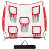 ZELUS 7 x 7ft Football Trainer Throwing Net | Training Target Practice with 5 Targets | Great for Quarterback | Includes Carry Bag(Red)