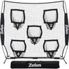 ZELUS Football Throwing Net, Quarterback Training Equipment with 5 Target Pockets, Football Practice Throwing Passing Accuracy Trainer with Carry Bag Ground Stakes for Kids Adults(Black)