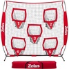 ZELUS Football Throwing Net, Quarterback Training Equipment with 5 Target Pockets, Football Practice Throwing Passing Accuracy Trainer with Carry Bag Ground Stakes for Kids Adults(Red)