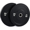 ZELUS Weight Plate Set of 2, Twin 2″ Bumper Plates for Strength and Training Fitness, Olympic Weight Set with Rubber Barbell Dumbbell Plates Stainless Steel Inserts for Pro or Home Gyms