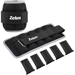 ZELUS 1 Pair Adjustable Ankle Weights, 2 4 6 8 10 lb Modularized Leg Weight Straps for Women Men, Weighted Ankle Weight Set with Removable Sandbags, 1-5 lb per Ankle Strap for Gym Yoga Jogging Walking(BK-Reflective strips)