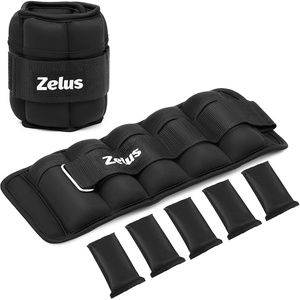 ZELUS 1 Pair Adjustable Ankle Weights, 2 4 6 8 10 lb Modularized Leg Weight Straps for Women Men, Weighted Ankle Weight Set with Removable Sandbags, 1-5 lb per Ankle Strap for Gym Yoga Jogging Walking(Black)