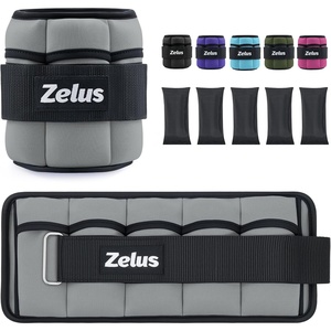 ZELUS 1 Pair Adjustable Ankle Weights, 2 4 6 8 10 lb Modularized Leg Weight Straps for Women Men, Weighted Ankle Weight Set with Removable Sandbags, 1-5 lb per Ankle Strap for Gym Yoga Jogging Walking(Grey)