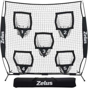 ZELUS Football Throwing Net, Quarterback Training Equipment with 5 Target Pockets, Football Practice Throwing Passing Accuracy Trainer with Carry Bag Ground Stakes for Kids Adults(Black)