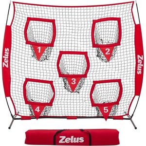ZELUS Football Throwing Net, Quarterback Training Equipment with 5 Target Pockets, Football Practice Throwing Passing Accuracy Trainer with Carry Bag Ground Stakes for Kids Adults(Red)