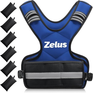 ZELUS Weighted Vest for Men and Women | 4-10lb/11-20lb/20-32lb Vest with 6 Ironsand Weights for Home Workouts | Adjustable Body Weight Vest Exercise Set for Cardio and Strength Training(Blue)