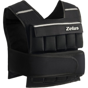 ZELUS Weighted Vest with Adjustable Weights for Home Workouts | Adjustable one-size vest, reflective strips, padded straps, for cardio, strength training, weight loss(30lb-Iron Sandbags)